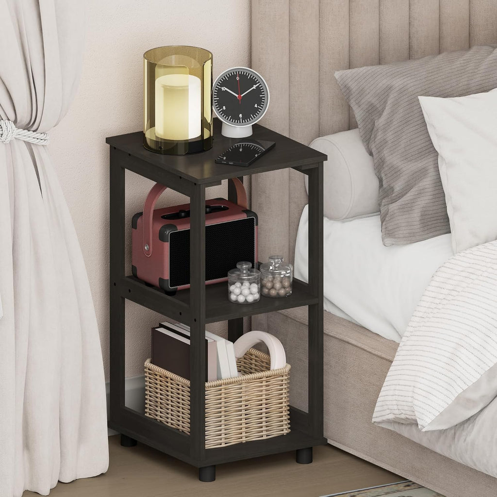 Romain Nightstand, 2-Tier Tall Night Stand with Shelf, Open Frame Bedside Table, End Table, Side Table, Easy Assembly, for Bedroom, Closet, Dorm, Espresso
