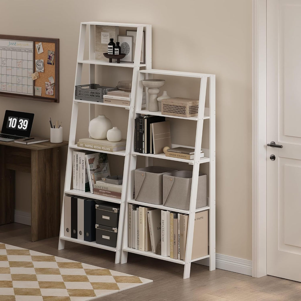Ladder Shelf, 6-Tier Ladder Book Shelf, Bookcase, White