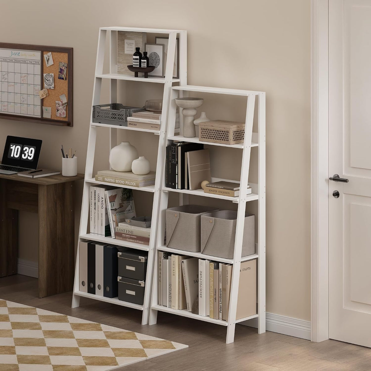 Ladder Shelf, 6-Tier Ladder Book Shelf, Bookcase, White