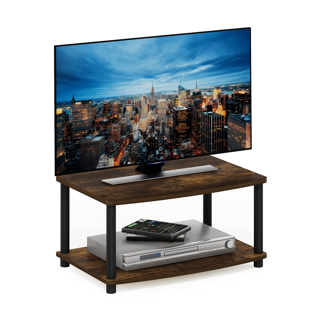 Turn-N-Tube TV Riser Stand, 2-Tier Small Elevated No Tools TV Stand, Console for TV up to 32 inch, 15.8 x 23.8 x 11, for Living Room, Bedroom, White
