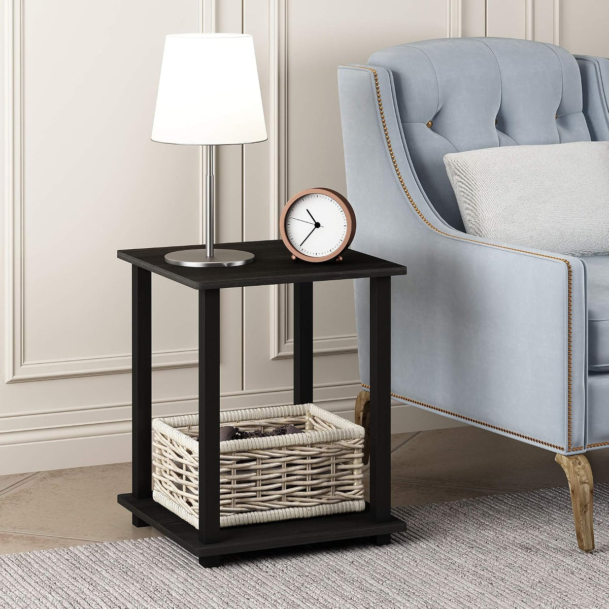 Simplistic Set of 2 Toolless Living Room Table Set, Espresso