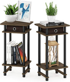 Turn-N-Tube Toolless Set of 2 Side Table, 3-Tier, Brown Walnut
