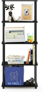 TURN-N-TUBE Storage Shelves, 5-Tier Book Shelf, Corner Shelf, Toolless Open Shelves, for Organization and Storage, Living Room, Garage, Home Office, Americano