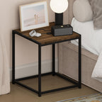 CAMNUS Night Stand, Metal Frame Nightstand, Toolless Side Table, End Table, Bedside Table, for Living Room, Bedroom, Columbia Walnut