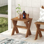 TIOMAN Hardwood Patio Table, Cross-Leg Side Table, Natural
