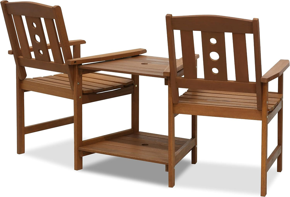 TIOMAN Outdoor Dining Set, Jack & Jill Bistro Set, for Patio, Garden, Porch, Natural