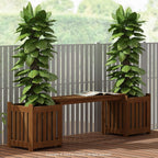 TIOMAN Outdoor Planter Box Set with Bench, Natural