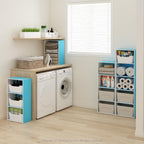 LUDER 2-Tier Book Shelf, Open Shelves Bookshelf, Light Blue/White