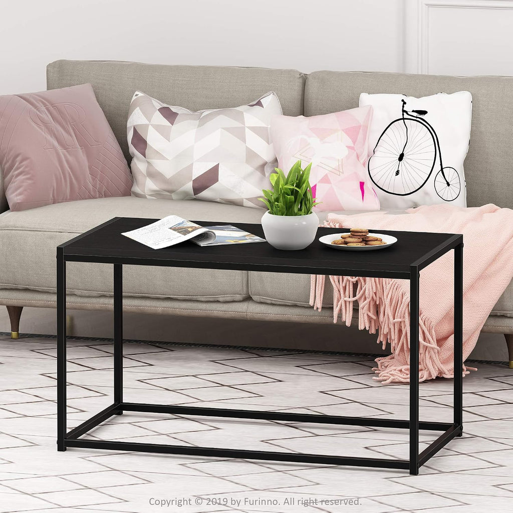 CAMNUS Metal Frame Modern Coffee Table, Americano