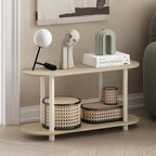 Turn-N-Tube No Tools Modern Oval Side Table, Bauhaus Oak/Beige