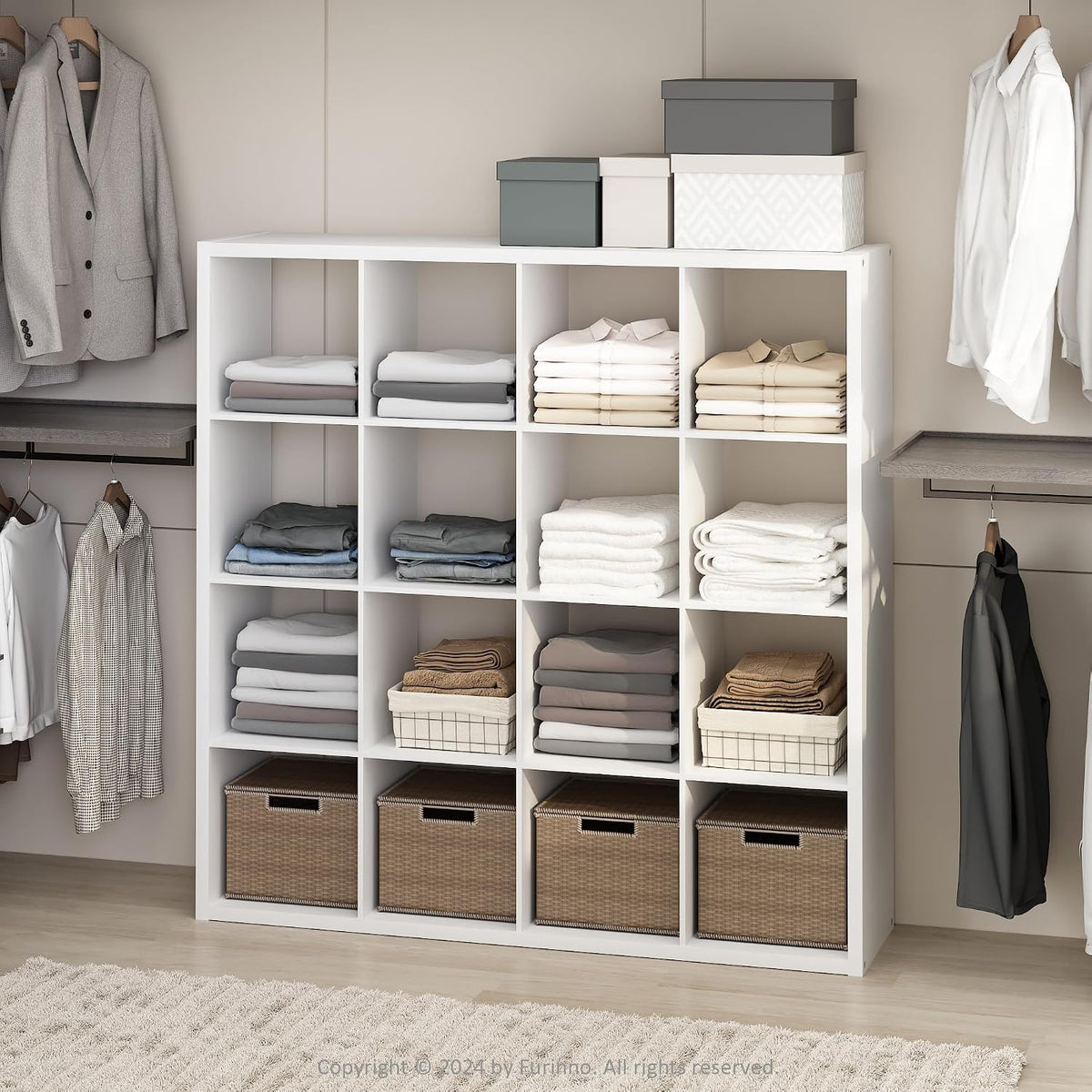 Cubic Extra Thick 16-Cube Closet Organizers and Storage, White