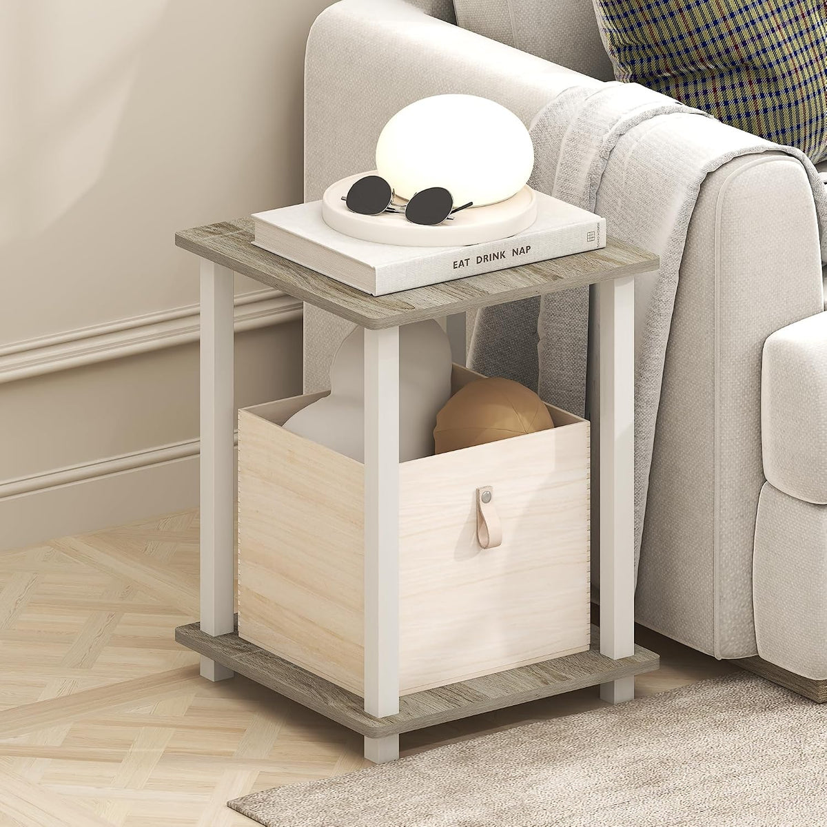 Simplistic Side Table Set of 2, End Table, Night Stand, Nightstand, Bedside Table, for Living Room, Bedroom, Light Oak