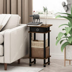 Turn-N-Tube Set of 2 Toolless 3-Tier Side Table, Grey Oak
