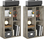 LUDER Set of 2 Book Shelf, 5-Cube, French Oak