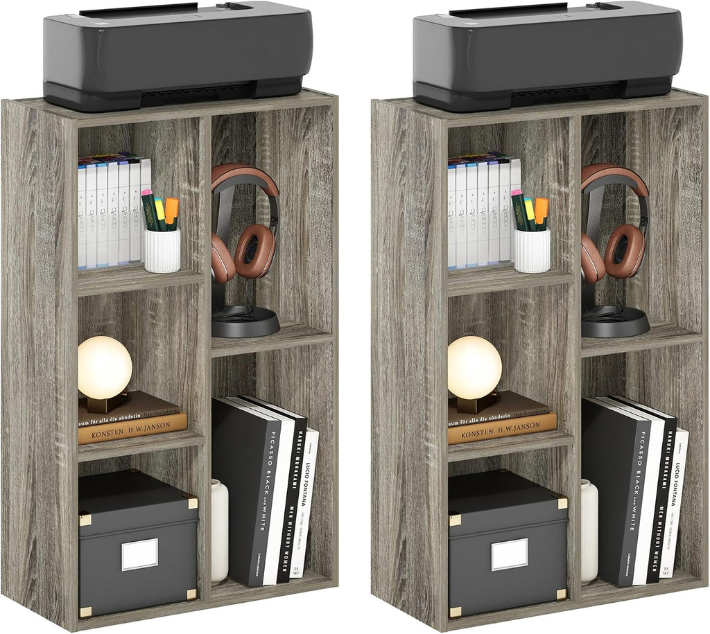 LUDER Set of 2 Book Shelf, 5-Cube, French Oak