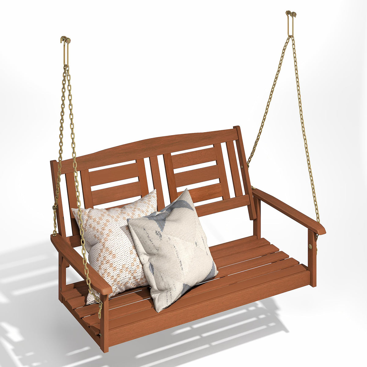 Hardwood A-Frame Porch Swing, 3-Seater, Natural