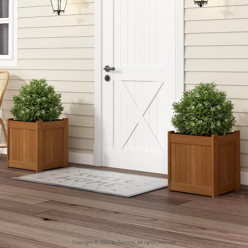 2-FG16450 Hardwood Flower Box, Two-Pack, Natural