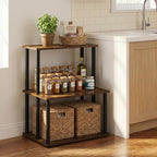 Turn-N-Tube 3-Tier Toolless Kitchen Storage Shelf, Amber Pine/Black