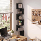 Rossi 5-Tier Corner Floating Book Shelves for Wall, French Oak