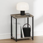 Simplistic Night Stand, 2-Tier Open Shelf Design Nightstand with Metal Frame, Bedside Table, End Table, Side Table, for Bedroom, Living Room, French Oak