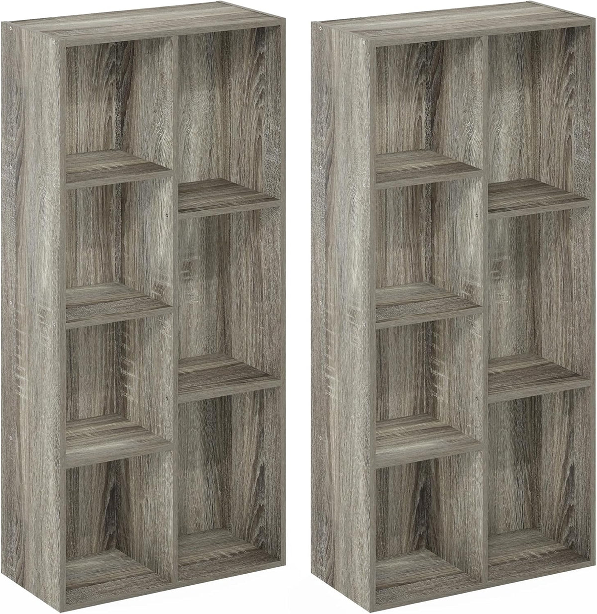 LUDER Set of 2 Book Shelf, 7-Cube, French Oak