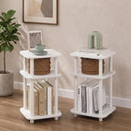 Turn-N-Tube Toolless 3-Tier Side Table Set of 2, Plain White