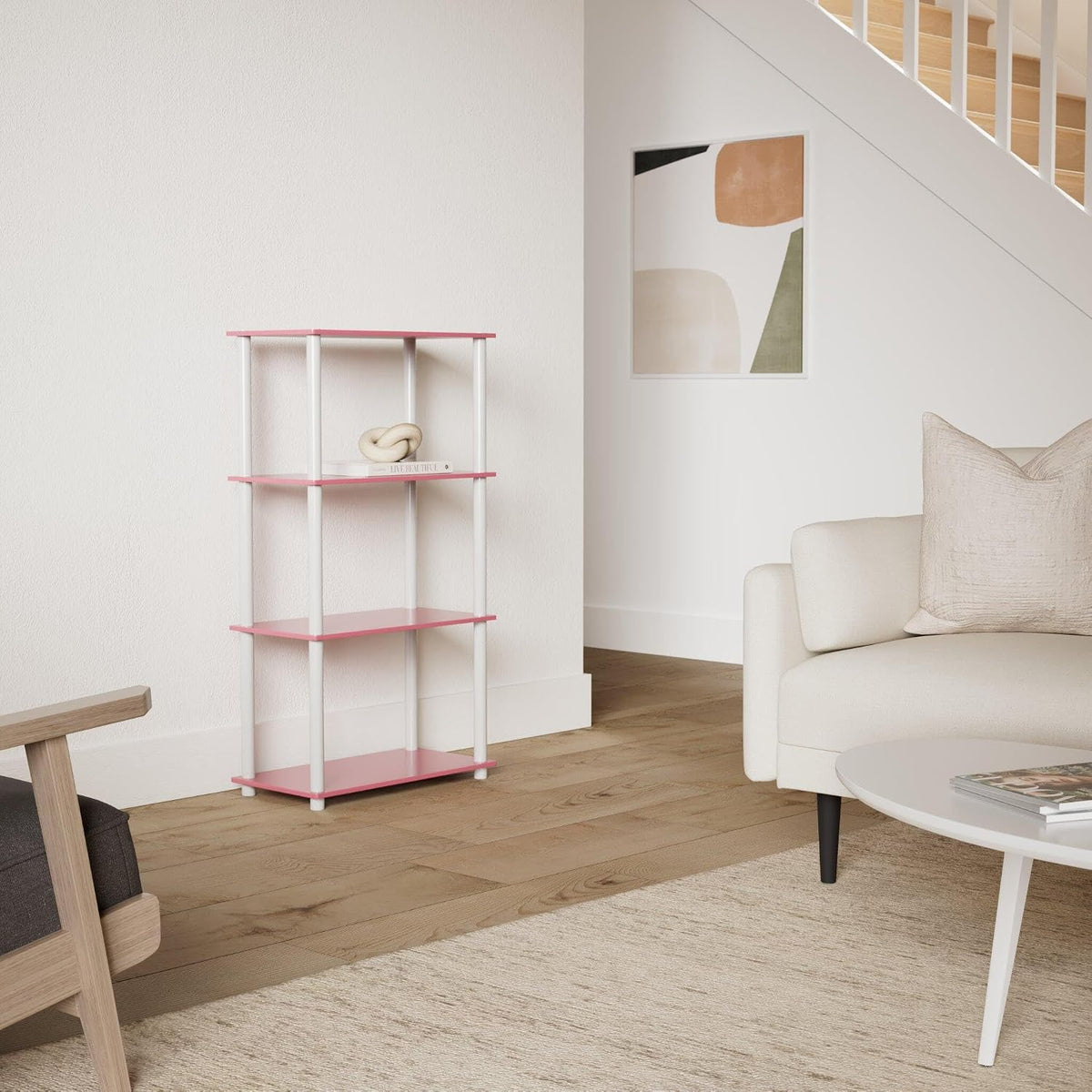 Turn-N-Tube Toolless 4-Tier Storage Shelves, Pink
