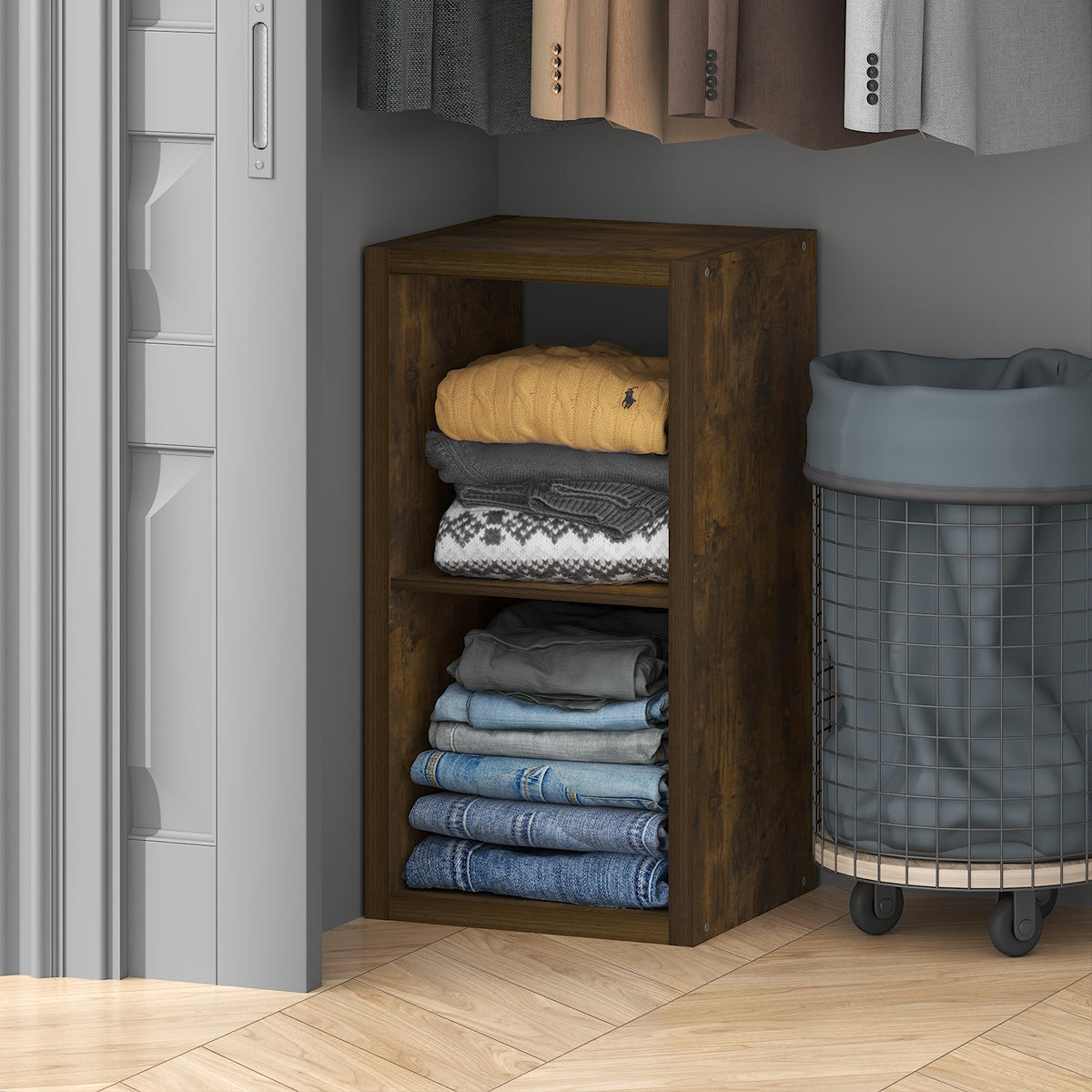 Cubic Extra Thick 9-Cube Closet Organizers and Storage, Dark Oak