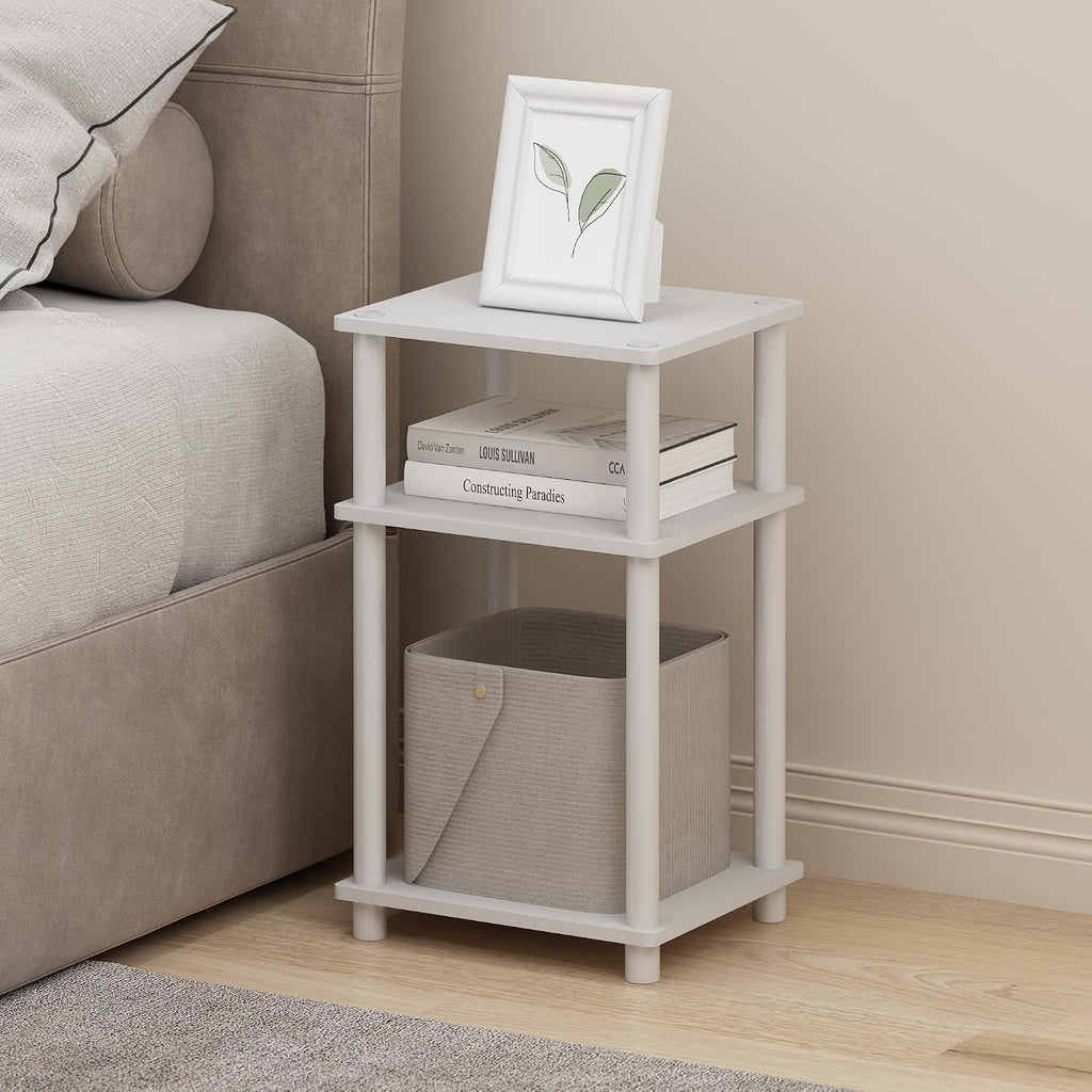 JUST Set of 2 Toolless 3-Tier Night Stand, White