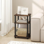 Turn-N-Tube 3-Tier Toolless Side Table, Compact, Amber Oak