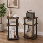 Turn-N-Tube Toolless 3-Tier Side Table Set of 2, Amber Oak
