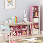 LUDER Book Shelf, 7-Cube Bookshelf, Bookcase with Open Shelves, 9.4 x 19.5 x 41.7, Easy Assembly, for Living Room, Bedroom, Home Office, White/Pink