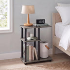 Turn-N-Tube 3-Tier C-Shape Night Stand, French Oak/Black