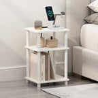 JUST 3-Tier Night Stand with Charging Station, White
