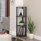 TURN-N-TUBE Corner Shelf, 4-Tier Corner Bookshelf, Display Storage Shelves with Open Shelves, for Organization and Storage, Living Room, Home Office, Garage, Columbia Walnut
