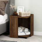 PELI Cat Litter Box Enclosure, 17" Square Hidden Litter Box Furniture with Open Storage, Wooden Pet House, Easy Assembly, for Living Room, Columbia Walnut
