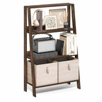 Ladder Bookcase Display Shelf, 5-Tier, French Oak
