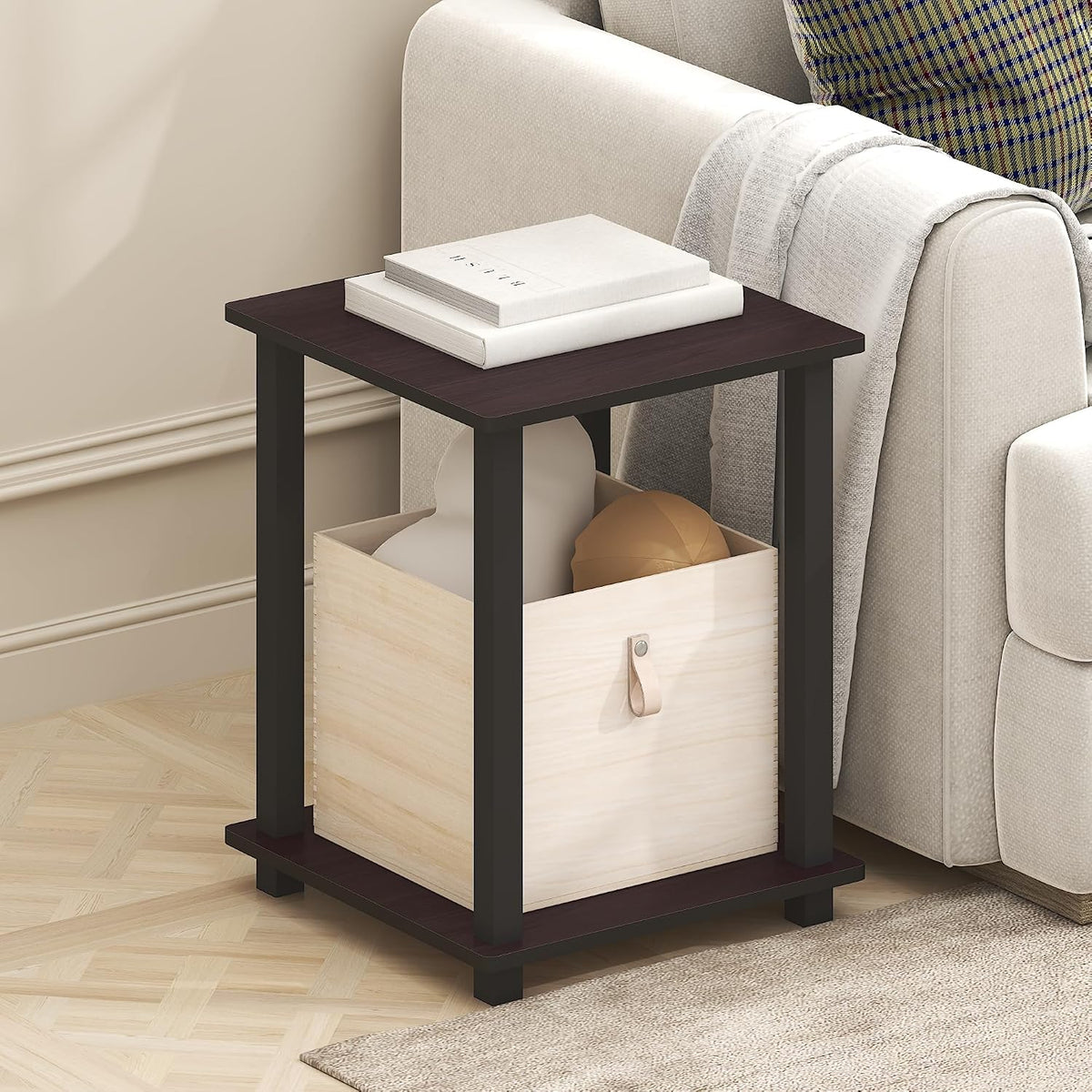 Simplistic Side Table Set of 2, End Table, Night Stand, Nightstand, Bedside Table, for Living Room, Bedroom, Dark Mocha