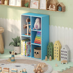 LUDER 5-Cube Book Shelf, Kids Bookshelf, Toy Storage, White/Blue
