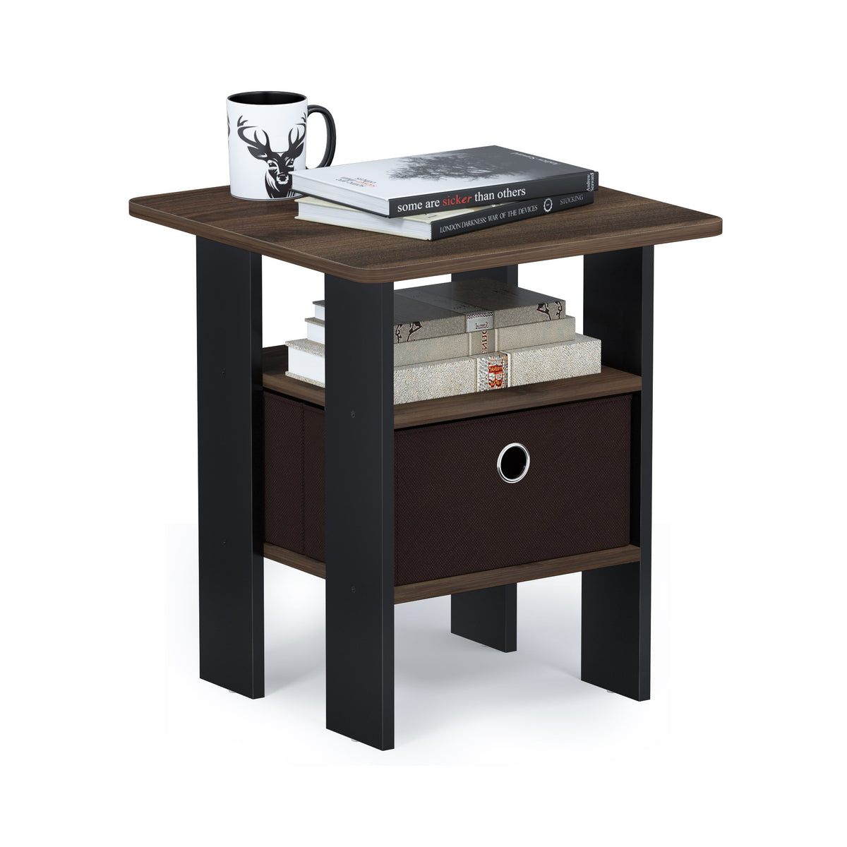 ANDREY Square Side Table, End Table, Night Stand, Amber Pine