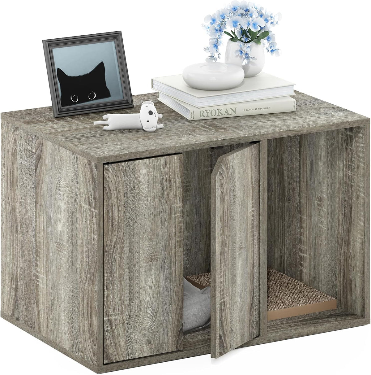 PELI 24" Wide Cat Litter Box Enclosure, French Oak Grey
