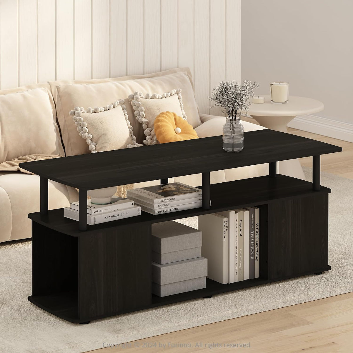 JAYA TV Stand for TVs up to 50 Inch with Open Storage, Blackwood
