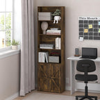 Jensen Farmhouse Style 6-Tier Book Shelf with Doors, Amber Pine