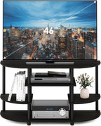 JAYA Simple Design Corner TV Stand, Espresso/Black