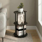 Turn-N-Tube Side Table, 3-Tier Round End Table, Black Espresso