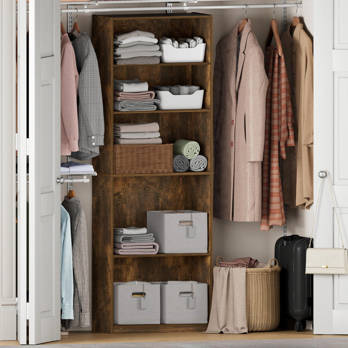 Reed Closet Organizers and Storage, 4-Tier Organizer, Blackwood