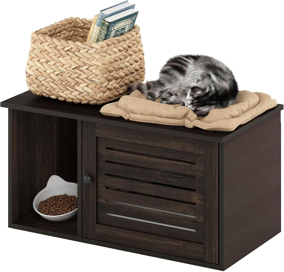 Peli Farmhouse Hidden Cat Litter Box with Divider, Ebony