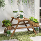 TIOMAN Plant Stand Outdoor, 3-Tier Ladder Plant Shelf, Tiered Plant Stand Indoor, Outdoor, Patio, Garden, Balcony, Natural