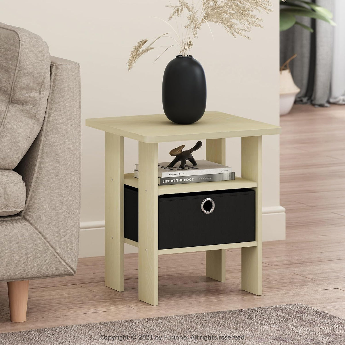 ANDREY Square Side Table, End Table, Night Stand, Steam Beech
