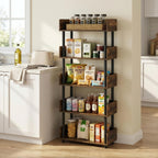 TURN-N-TUBE 5-Tier Display Shelf, Storage Shelves, Book Shelf, Open Shelves with Rounded Corner Top Edges, for Organization and Storage, Living Room, Home Office, Amber Pine